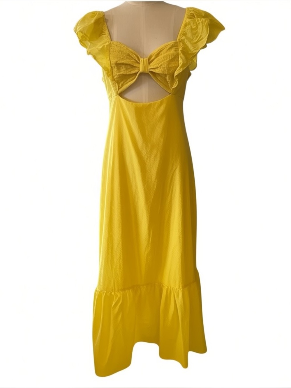 ❤️ Anthropologie x FARM Rio Yellow Ruffle Maxi Dress - Picture 4 of 13